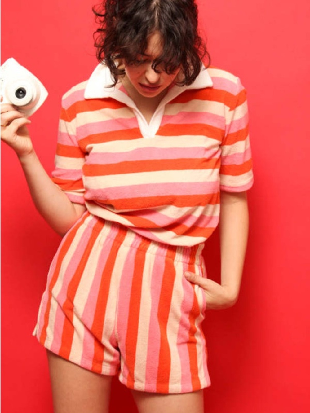 TRAVOTA Birds of Paradis Dora Shorts - Pink Cabana Stripe - Small